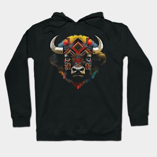 Bison Colourful Art Animals Zoo Artwork Bison Hoodie